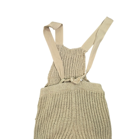 Free People Beach Cohen Beige Sand Knit Sweater Overalls - Picture 5 of 6